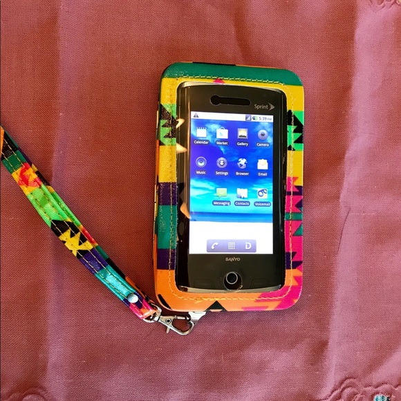 Multi Colored Cell Phone Wallet w/Wrist Strap - Picture 1 of 6